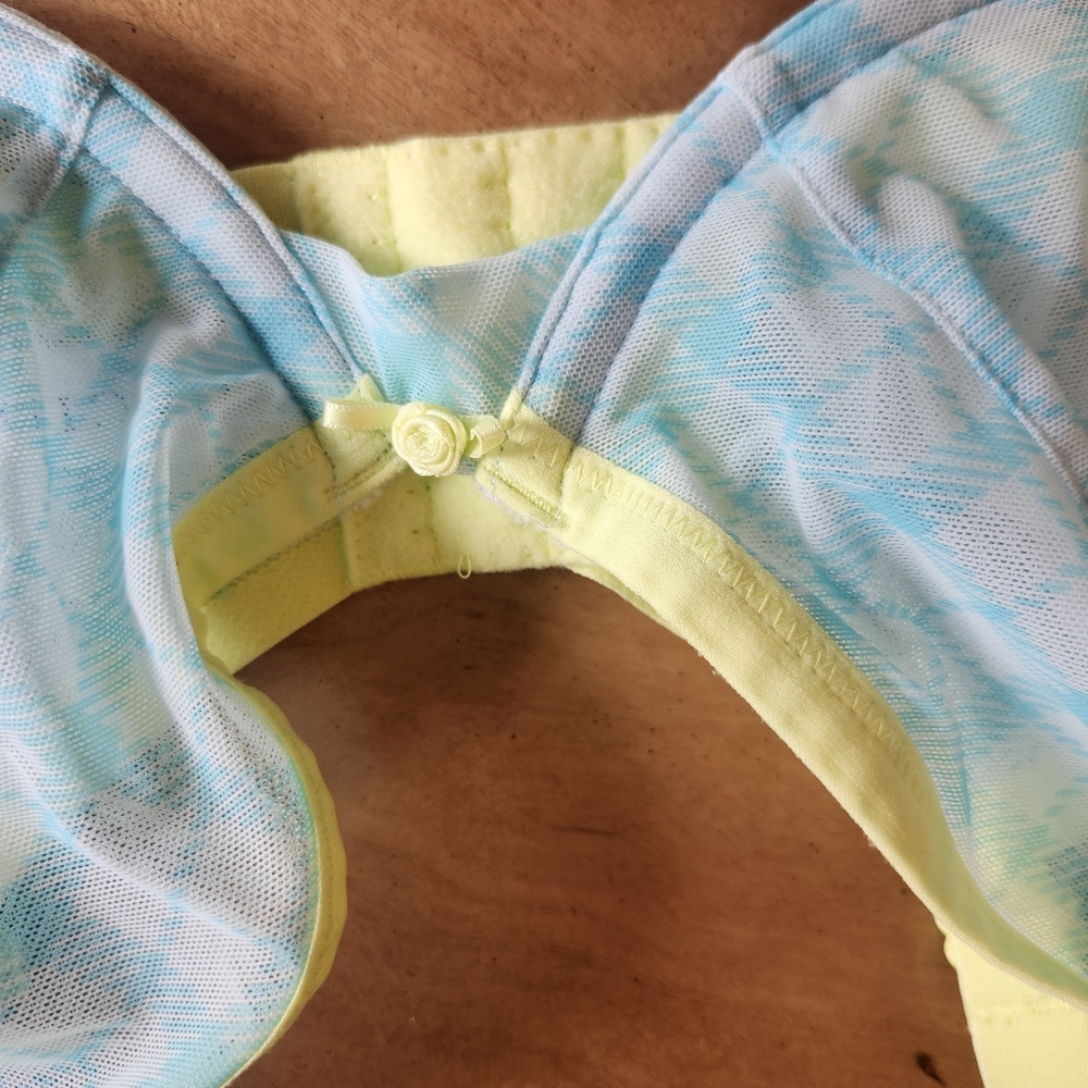 Cacique Aqua Plunge Apex Bra 38ddd And Thong Panty Set 18/20 Lingerie Set - Picture 5 of 5